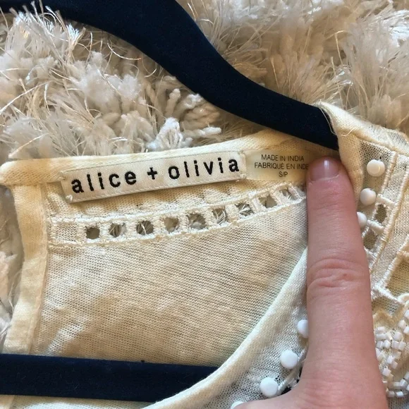 Alice & Olivia White Beaded Top - Picture 2 of 5